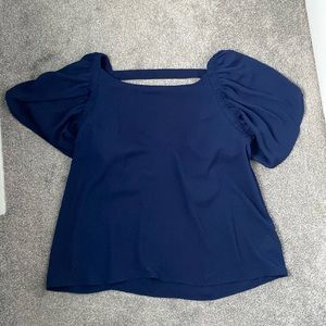 Express - Flutter sleeve blouse with back cutout - Medium - Navy